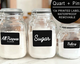 134 Minimalist Pantry Labels: Printed Retro Modern Farmhouse Gloss Vinyl Stickers + White Text. Organization for Pantry Jars & bins