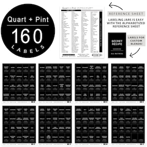 160 Minimalist Black Spice Labels. Preprinted Modern Farmhouse Spice Jar Labels. Black Vinyl Stickers White. Organization for Pantry Jars Bild 5