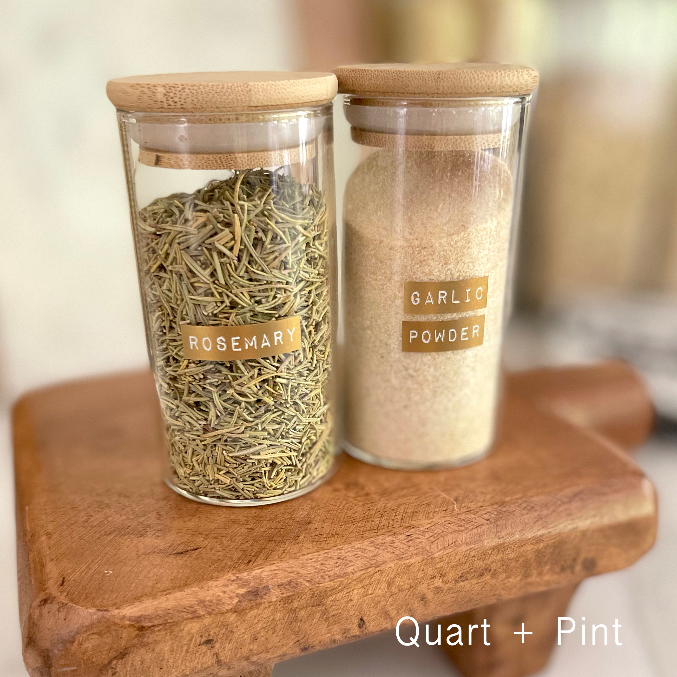 160 Gold Spice Jar Labels: Preprinted Minimalist Gold Foil Vinyl Stickers  White Text. Organization for Kitchen Spice Jars and Spice Racks 