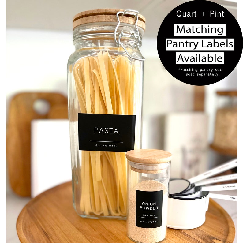 160 Minimalist Black Spice Labels. Preprinted Modern Farmhouse Spice Jar Labels. Black Vinyl Stickers White. Organization for Pantry Jars zdjęcie 6