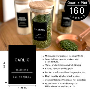 160 Minimalist Black Spice Labels. Preprinted Modern Farmhouse Spice Jar Labels. Black Vinyl Stickers White. Organization for Pantry Jars 画像 4