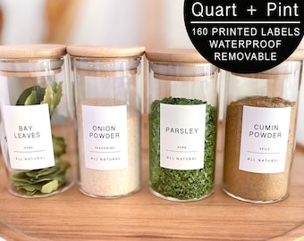 160 Minimalist Spice Jar Labels for Spice Cabinet, Preprinted Herb Sea –  Chubbiee