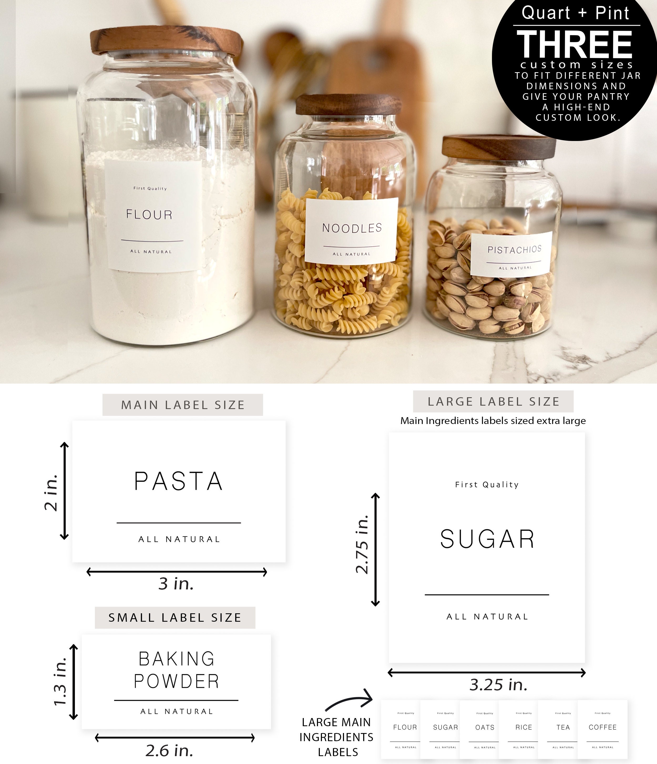 160 Minimalist White Spice Labels. Preprinted Modern Farmhouse Spice Jar  Labels. White Vinyl Stickers Black. Organization for Pantry Jars 