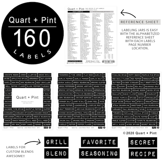 160 Minimalist Black Spice Labels. Preprinted Modern Farmhouse Spice Jar  Labels. Black Vinyl Stickers White. Organization for Pantry Jars 