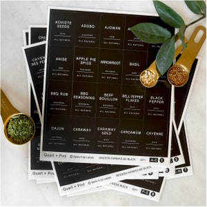 160 Minimalist Black Spice Labels. Preprinted Modern Farmhouse Spice Jar Labels. Black Vinyl Stickers White. Organization for Pantry Jars 画像 7