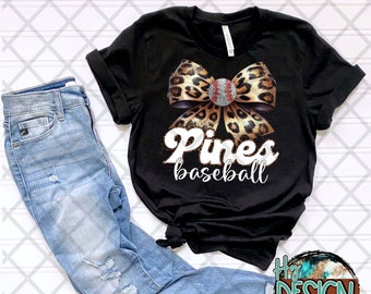 CUSTOM MASCOT Leopard Coquette  Baseball Bow, Baseball PNG, coquette baseball, baseball/softball, team spirit