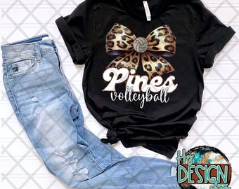 CUSTOM MASCOT Leopard Coquette Volleyball Bow, Volleyball PNG, coquette Volleyball, volleyballl, team spirit