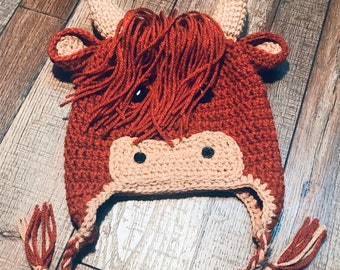 Highland Cow Crochet Hat