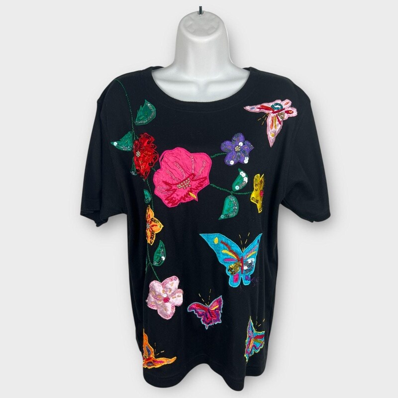 intage Butterfly Appliqué Embroidered V-neck Knit Top for Winter