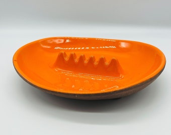 vintage california pottery midcentury ashtray orange 7006 USA