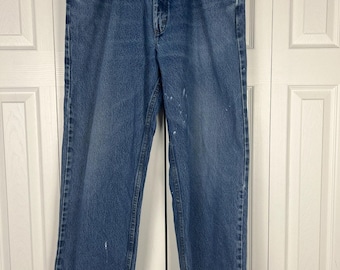 Vtg Lee Relaxed Fit Straight Leg Jeans Mens 38x31 Blue Stretch Denim Medium Wash