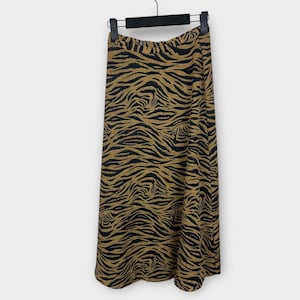 Vintage Rena Rowan Petite 4 Tiger Stripe Animal Print Midi Skirt A-line Career