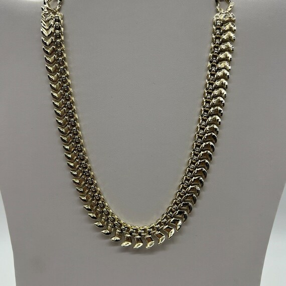 Vintage Marked Coro Gold Tone Thikcn Woven Chain … - image 7