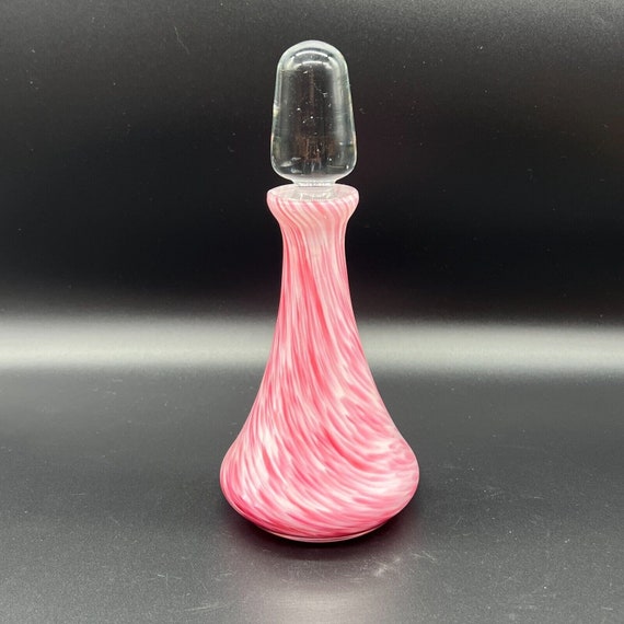 pink and white encased swirl glass perfume lotion… - image 1