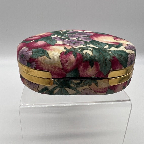 90s fabric covered heart jewelry box flowers vint… - image 4