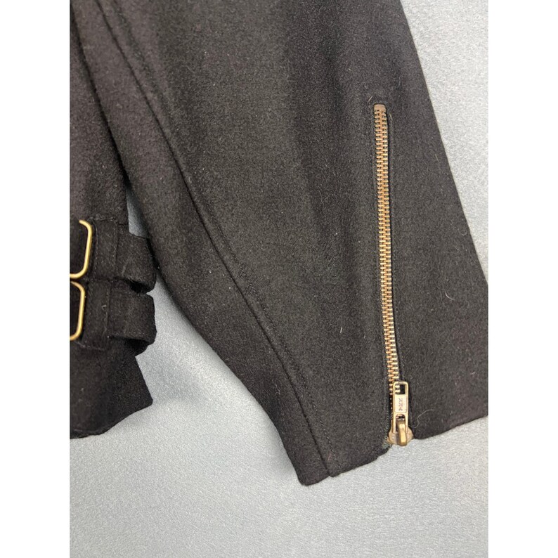 Vintage 80s Adam Douglass Adrianna Papell Studded Wool Moto Jacket L/XL Black zdjęcie 9