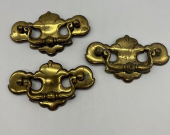 Keeler Brass Co. Vintage Chippendale Brass Bail Pulls W/Patina N17056 LOT OF 3