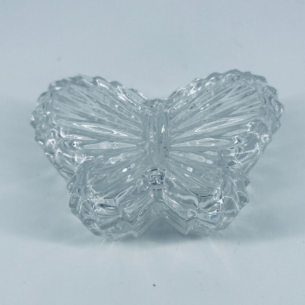 Leaded Crystal Butterfly Trinket Box Jewelry Box Clear 90s Y2K