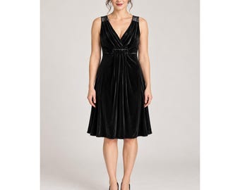 Goth Dark Romantic Black Velvet Dress 8 Scarlett Nite V Neck Cocktail Party