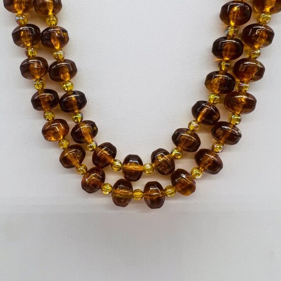 Vintage W. Germany 2 Strand Necklace gold brown b… - image 3