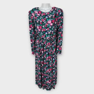 Vintage 80&#39;s Cottagecore Blk Floral Maternity Dress Jeanette Maternities Size 10