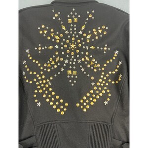 Vintage 80s Adam Douglass Adrianna Papell Studded Wool Moto Jacket L/XL Black zdjęcie 6