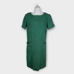Vintage Handmade 1950s Green Tweed Mod Dress Womens 8 M/L Retro