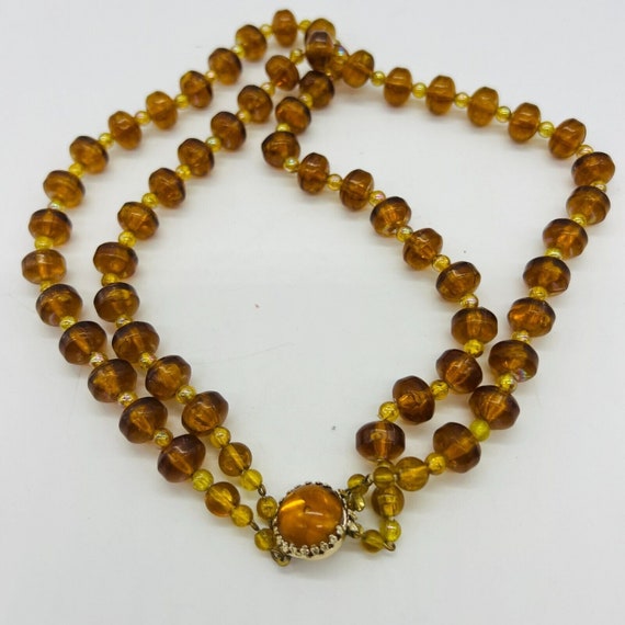 Vintage W. Germany 2 Strand Necklace gold brown b… - image 6