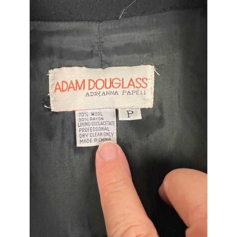 Vintage 80s Adam Douglass Adrianna Papell Studded Wool Moto Jacket L/XL Black zdjęcie 7