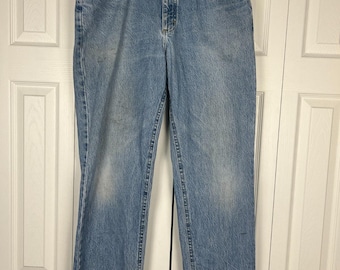Lee Straight Leg Jeans Mens 34 x 34 Blue Denim Medium Wash Spotting