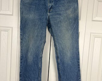 Vtg Lee Straight Leg Jeans Mens 36 x 31 Blue Denim Medium Wash Fading