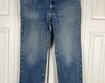 Vtg Lee Straight Leg Jeans Mens 36 x 30 Blue Denim Medium Wash Fading