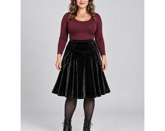 Goth Black Velvet Skater Swing Skirt Petite Large Holiday Coldwater Creek