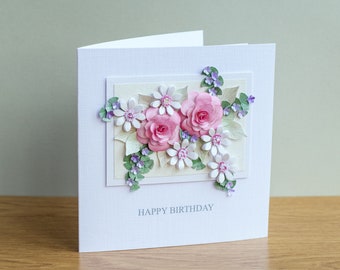 Fancy Handmade Birthday Card - Happy Birthday Card - Greeting Card - Luxury - Unique - Customisable