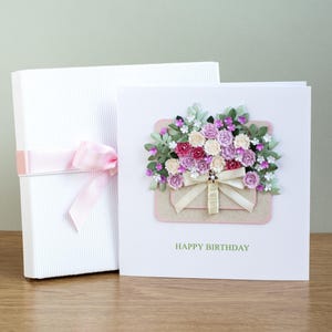 Cartão de felicitações feito à mão - Cartão elegante - Cartão para a mãe - Cartão personalizado - Presente especial - Cartão de aniversário - 3D