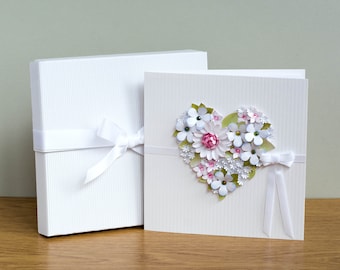 Carte de mariage coeur floral fait main - Design 3D de luxe