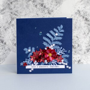 Carte de Noël fleurie 3D faite main : voeux de Noël uniques image 6