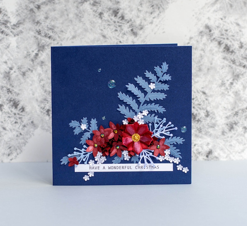 Carte de Noël fleurie 3D faite main : voeux de Noël uniques image 6