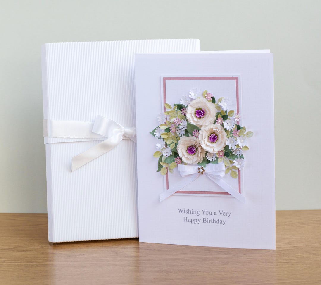 Handmade Floral Birthday Card – Customizable Greeting - Etsy