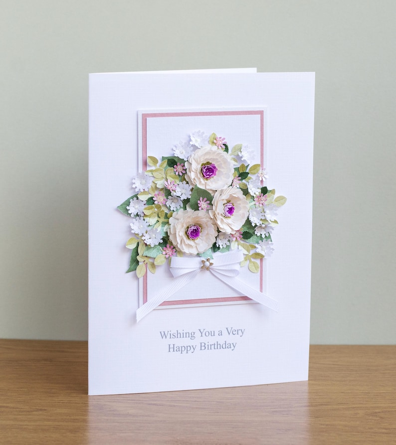 Handmade Floral Birthday Card – Customizable Greeting - Etsy