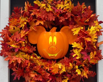 Fall Mickey Mouse large Pumpkin wreath