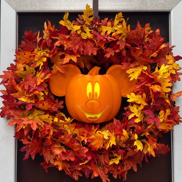 Fall Mickey Mouse large Pumpkin wreath