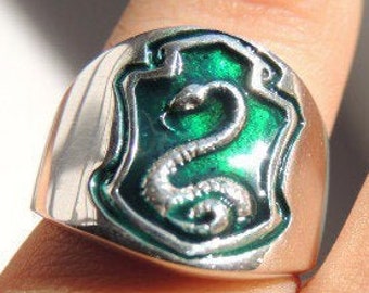 Ring Snake silver925 and green enamel