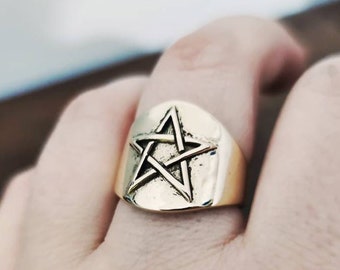 Pentagram ring solid metal