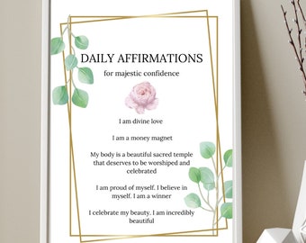 Affirmations Art mural numérique imprimable pour les femmes | Décoration murale d'amour de soi | Impressions murales de décoration de bureau | Téléchargement instantané