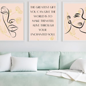 Inspirational Digital Printable Wall Art for Women Self Love Office Wall Decor Set of 3 Downloadable Prints image 1