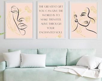 Inspirational Digital Printable Wall Art for Women - Self Love Office Wall Decor - Set of 3 - Downloadable Prints