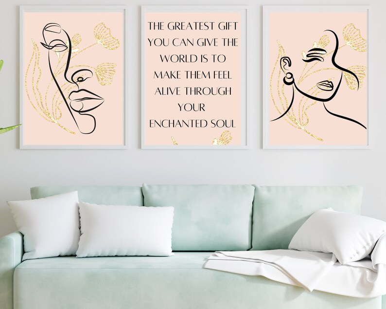 Inspirational Digital Printable Wall Art for Women Self Love Office Wall Decor Set of 3 Downloadable Prints image 1