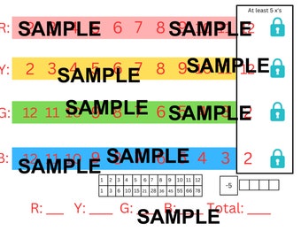 Printable Qwixx Dice Game Scoresheets, Quixx Dice Game, Score Card for ...