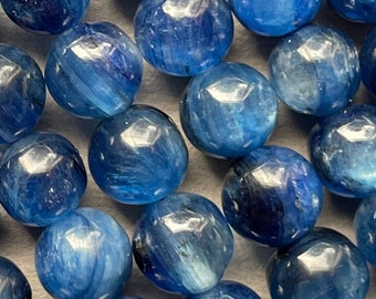 AAA Natürliche Kyanit-Steinperle. 5mm 6mm 8mm 10mm 12mm runde Perle. Natürlicher blauer Kyanit-Edelstein. lose Steinperle. Hochwertiger Kyanit